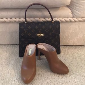 Louise Et Cie, 51/2 tan leather high heel mules